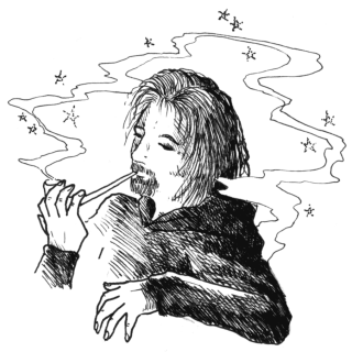 Aragorn smoking a pipe